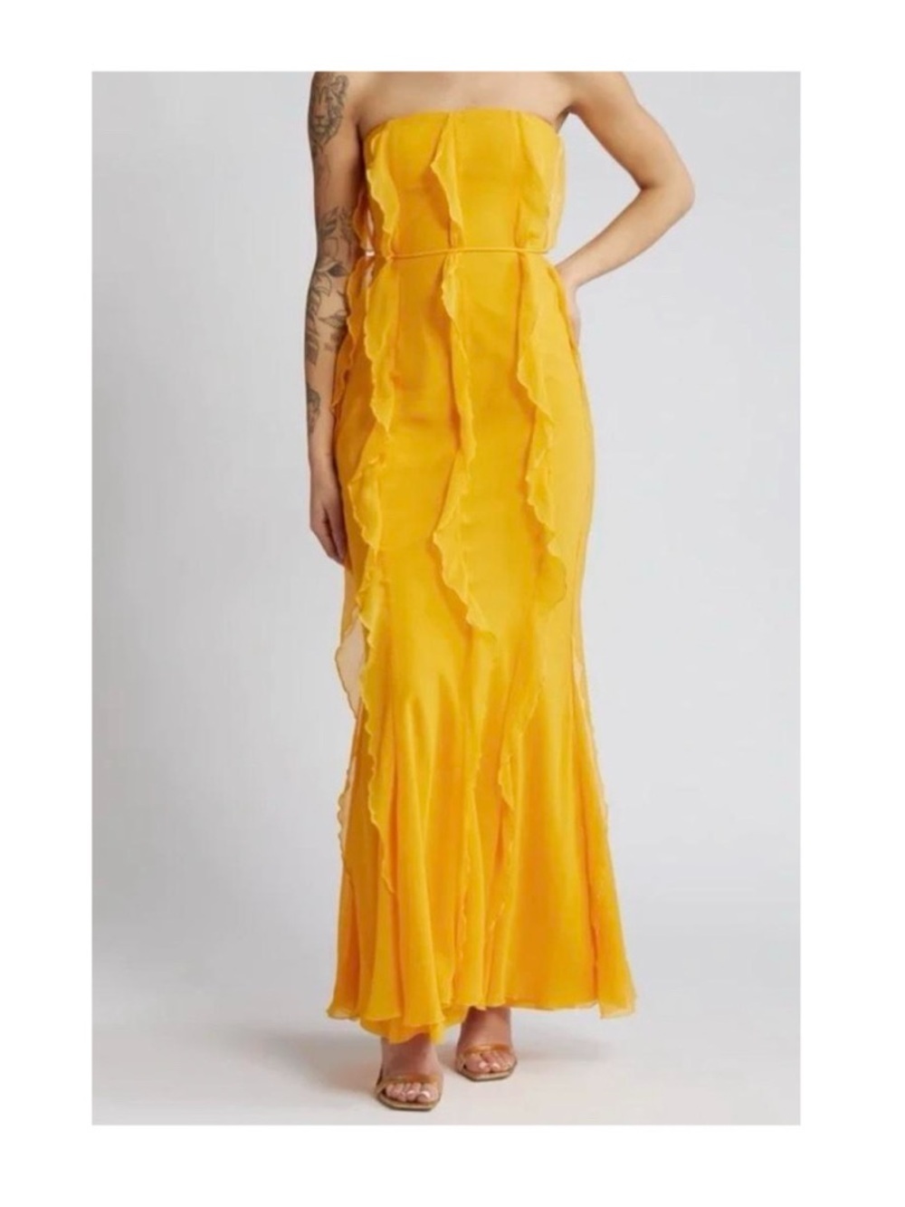 ASOS Ruffle Bandeau Maxi Dress Waist Tie
